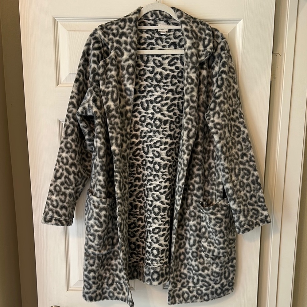 A New Day Gray Leopard Print Coat